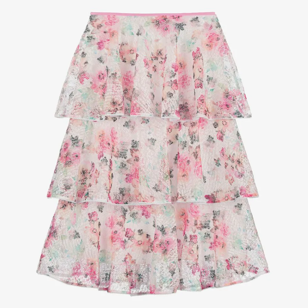 Nessi Byrd Swimwear*Girls Pink Floral Lace Beach Skirt (UV50)