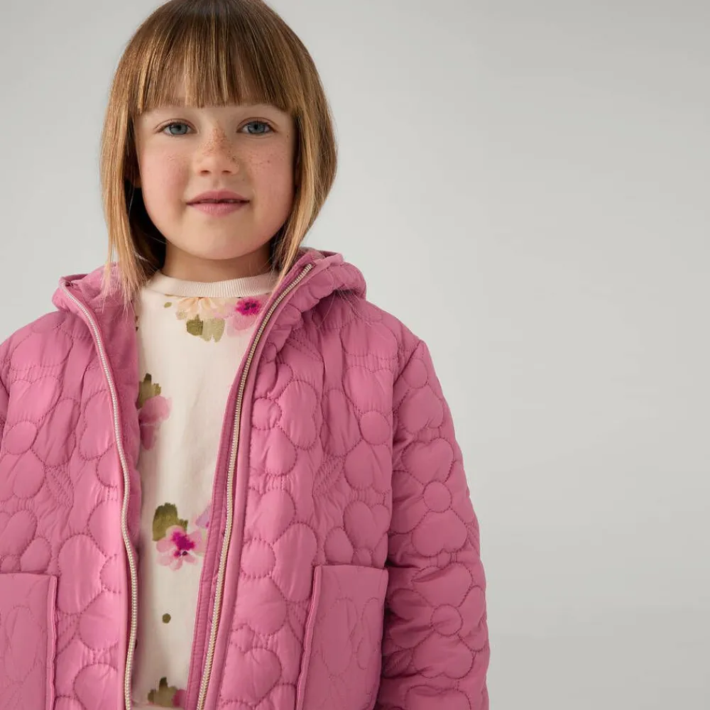 Mayoral Coats & Jackets*Girls Pink Floral Quilted Jacket