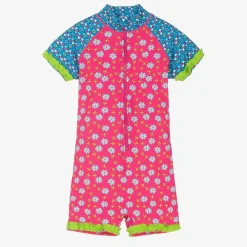 Playshoes Swimwear*Girls Pink Floral Sun Suit (UPF50+)