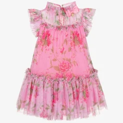 Angels Face Dresses*Girls Pink Floral Tulle Dress Begonia