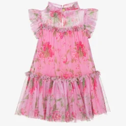 Angels Face Dresses*Girls Pink Floral Tulle Dress Begonia