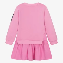 Monnalisa Dresses*Girls Pink Flower Print Sweatshirt Dress