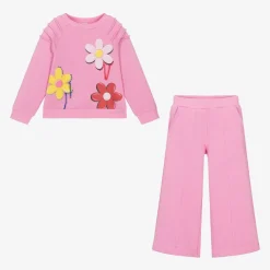 Monnalisa Tracksuits*Girls Pink Flower Print Tracksuit