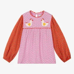 Stella McCartney Kids Tops*Girls Pink Flower Print Viscose Blouse