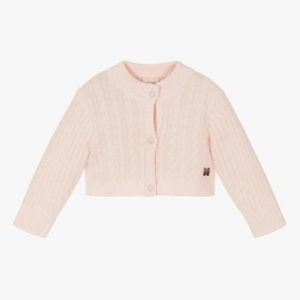 Carrément Beau Tops*Girls Pink Fluffy Knit Cardigan