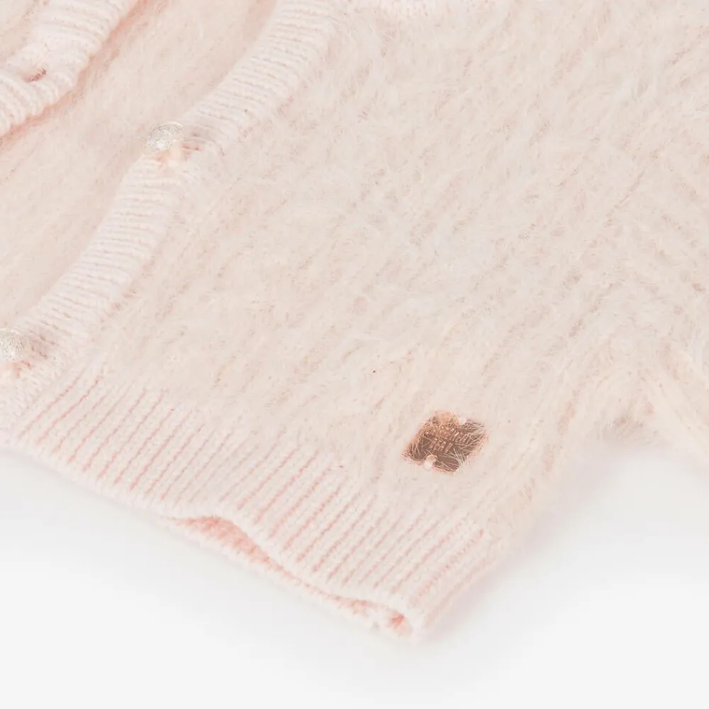 Carrément Beau Tops*Girls Pink Fluffy Knit Cardigan