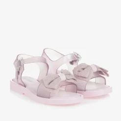Mini Melissa Sandals|Sandals*Girls Pink Glitter Bow Jelly Sandals