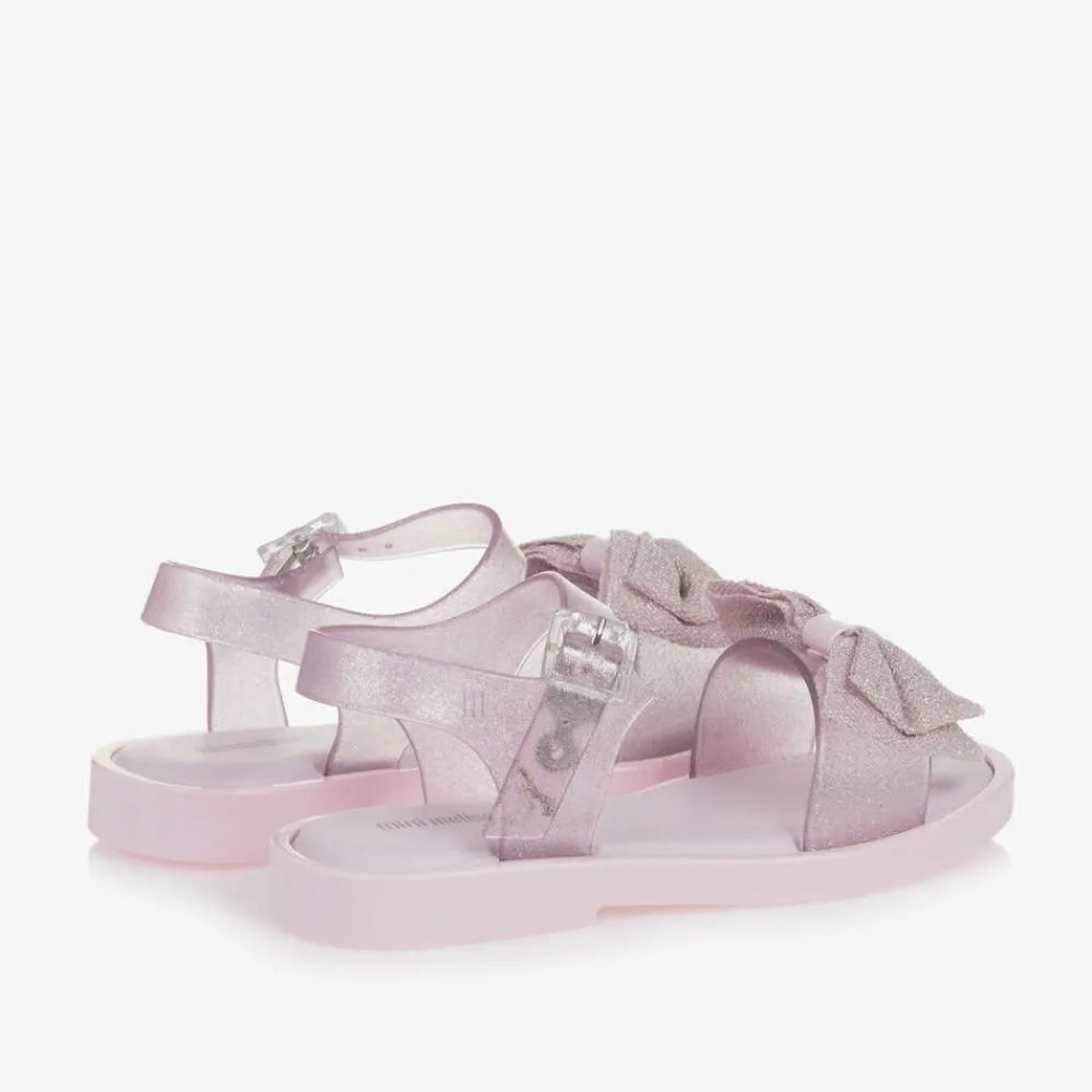 Mini Melissa Sandals|Sandals*Girls Pink Glitter Bow Jelly Sandals