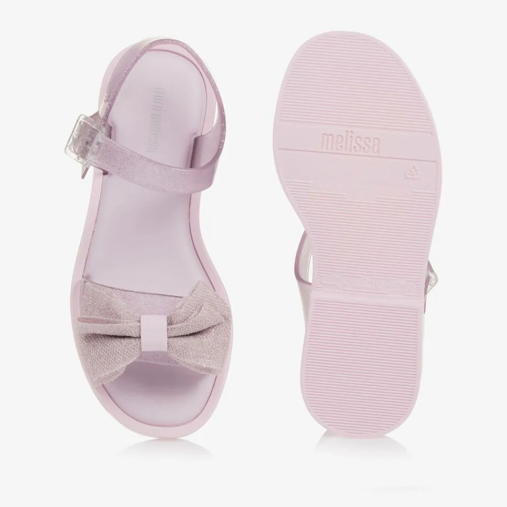 Mini Melissa Sandals|Sandals*Girls Pink Glitter Bow Jelly Sandals
