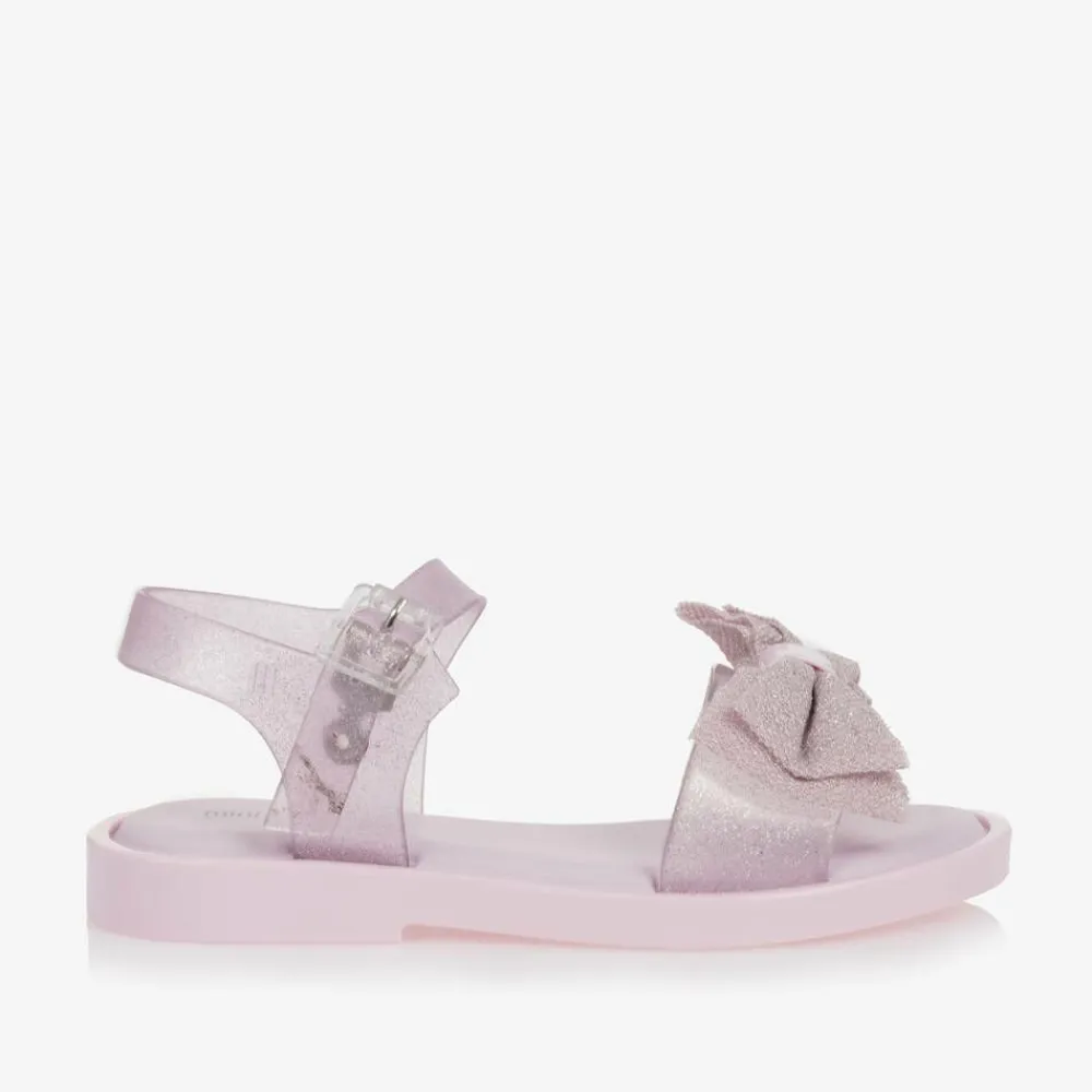 Mini Melissa Sandals|Sandals*Girls Pink Glitter Bow Jelly Sandals
