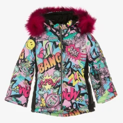 Pilguni Snowwear*Girls Pink Graffiti Print Ski Jacket