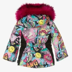 Pilguni Snowwear*Girls Pink Graffiti Print Ski Jacket