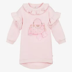Caramelo Kids Dresses*Girls Pink Handbag Sweatshirt Dress