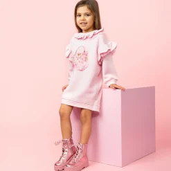 Caramelo Kids Dresses*Girls Pink Handbag Sweatshirt Dress
