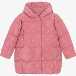 Mayoral Coats & Jackets*Girls Pink Heart Puffer Coat