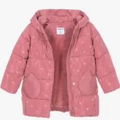 Mayoral Coats & Jackets*Girls Pink Heart Puffer Coat