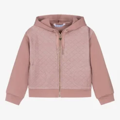 Mayoral Tops*Girls Pink Hooded Zip-Up Top