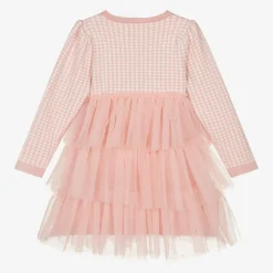 Beau KiD Dresses*Girls Pink Houndstooth Knitted Dress