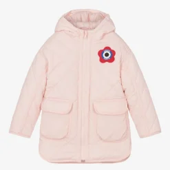 KENZO KIDS Coats & Jackets*Girls Pink K Flower Quilted Coat
