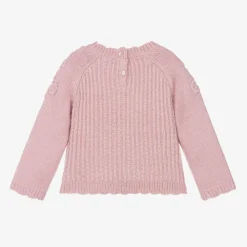 Mayoral Tops*Girls Pink Knitted Flower Sweater