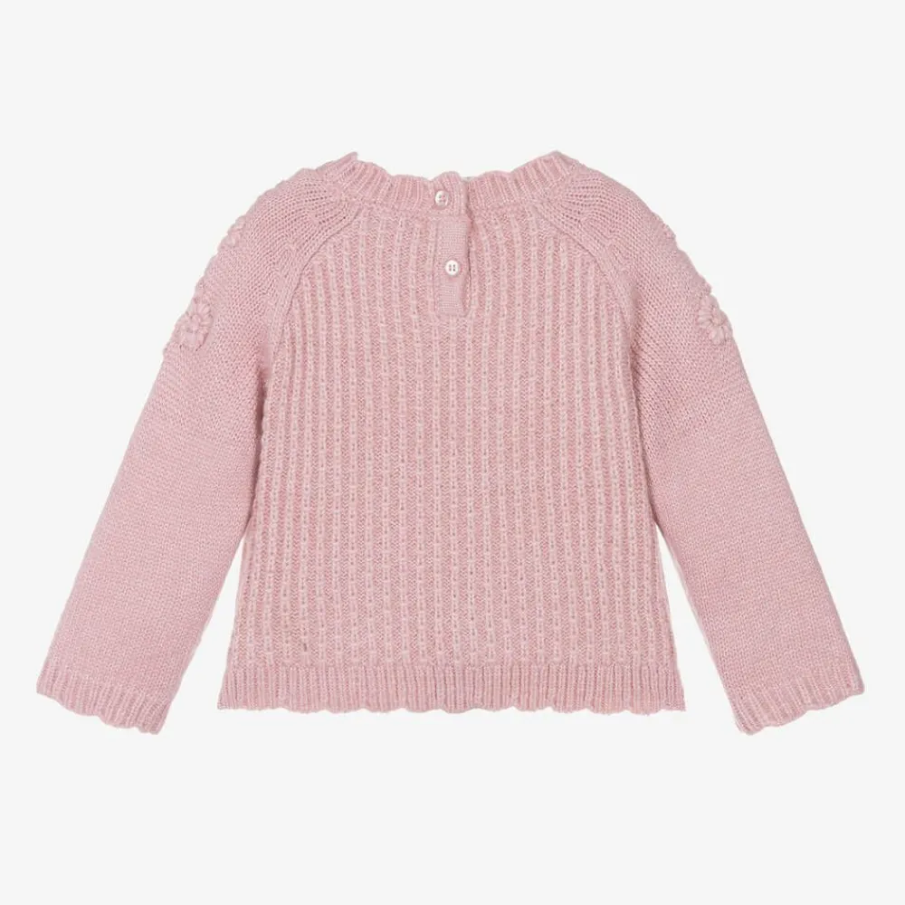 Mayoral Tops*Girls Pink Knitted Flower Sweater