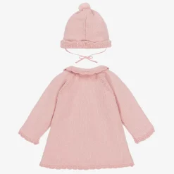 Mayoral Coats & Jackets*Girls Pink Knitted Pram Coat & Hat Set