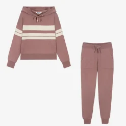 Mayoral Tracksuits*Girls Pink Knitted Stripe Tracksuit