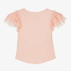 Angels Face Tops*Girls Pink Lace Sleeve Top