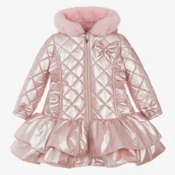 Caramelo Kids Coats & Jackets*Girls Pink Metallic Quilted Coat