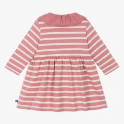 Petit Bateau Dresses*Girls Pink Organic Cotton Striped Dress