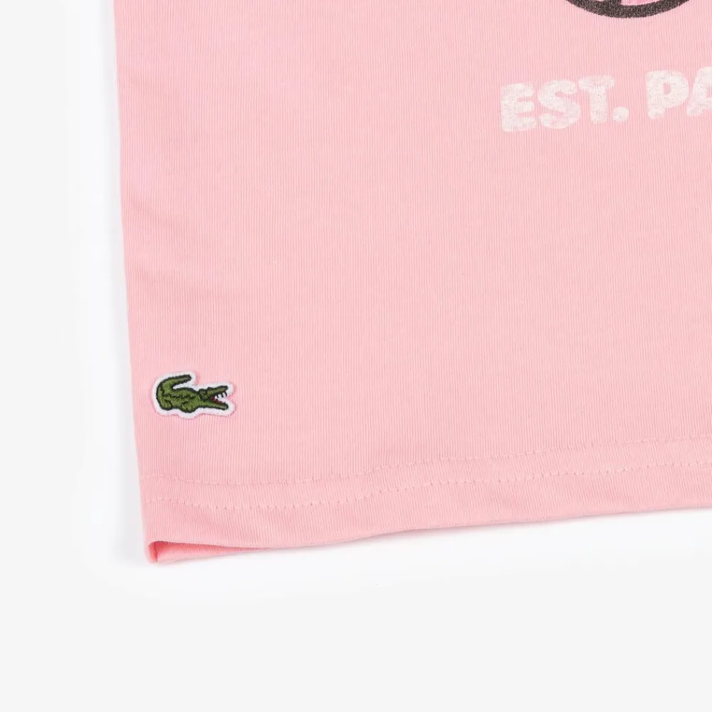 Lacoste Tops*Girls Pink Organic Cotton T-Shirt