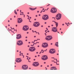 Mini Rodini Tops*Girls Pink Organic Cotton Cats T-Shirt