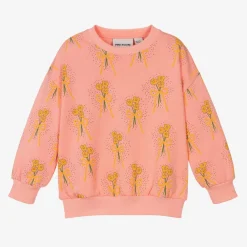 Mini Rodini Tops*Girls Pink Organic Cotton Floral Sweatshirt