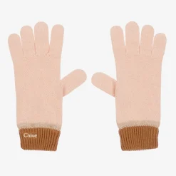 Chloé Gloves & Mittens*Girls Pink Organic Cotton Knit Gloves