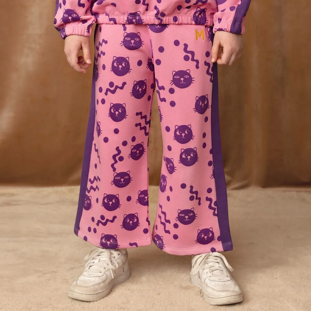 Mini Rodini Trousers*Girls Pink Organic Cotton Cats Joggers