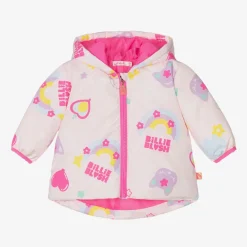 Billieblush Coats & Jackets*Girls Pink Padded Rainbow Cat Jacket
