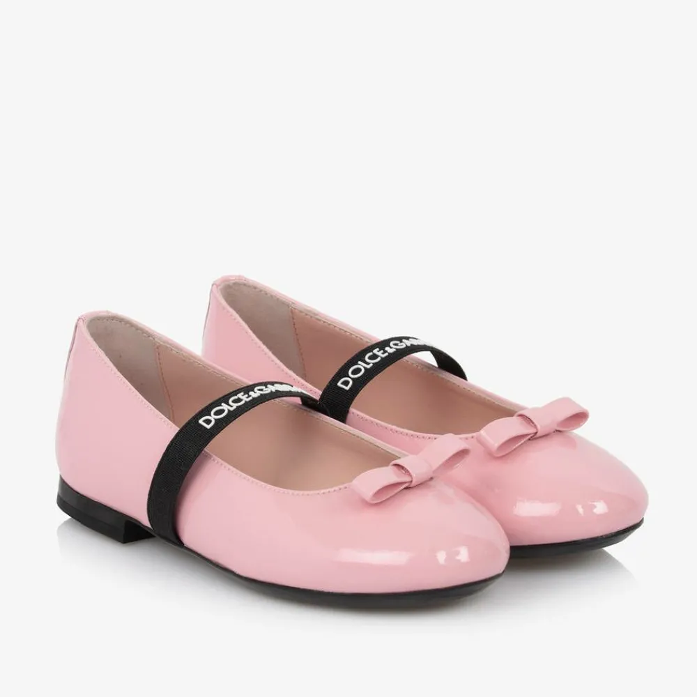Dolce amp; Gabbana Pumps & Ballerinas|Pumps & Ballerinas*Girls Pink Patent Leather Ballerina Flats