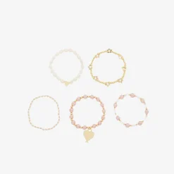 Angels Face Jewellery*Girls Pink Pearl Bracelets (5 Pack) TeaRose