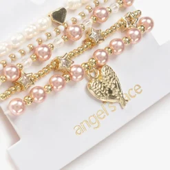 Angels Face Jewellery*Girls Pink Pearl Bracelets (5 Pack) TeaRose