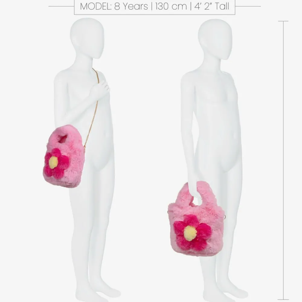 Monnalisa Bags*Girls Pink Plush Handbag (21cm)