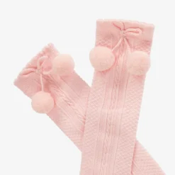 Pretty Originals Socks*Girls Pink Pom-Pom Cotton Socks