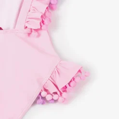 Selini Action Swimwear*Girls Pink Pom-Pom Swimsuit