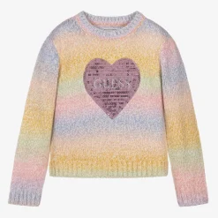 Guess Tops*Girls Pink Rainbow Stripe Sweater