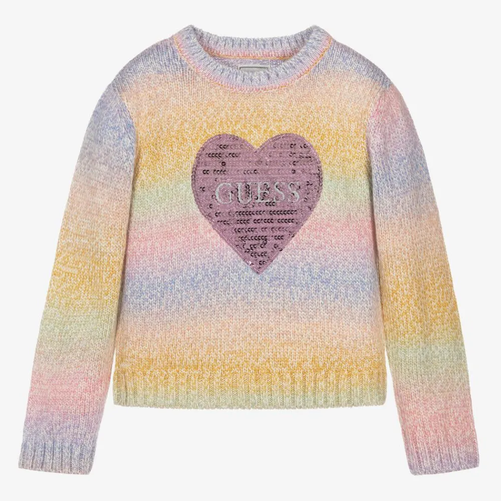 Guess Tops*Girls Pink Rainbow Stripe Sweater