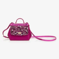Dolce amp; Gabbana Bags*Girls Pink Rhinestones Sicily Bag (14cm)