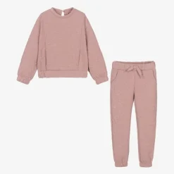 Mayoral Tracksuits*Girls Pink Ribbed Flower Tracksuit