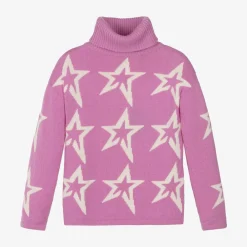 Perfect Moment Tops*Girls Pink Roll Neck Star Sweater
