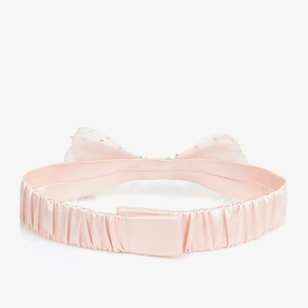 Tutu du Monde Clothing Accessories*Girls Pink Satin Sequin Bow Belt