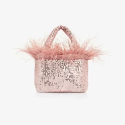 Patachou Bags*Girls Pink Sequin & Feather Handbag (20cm)