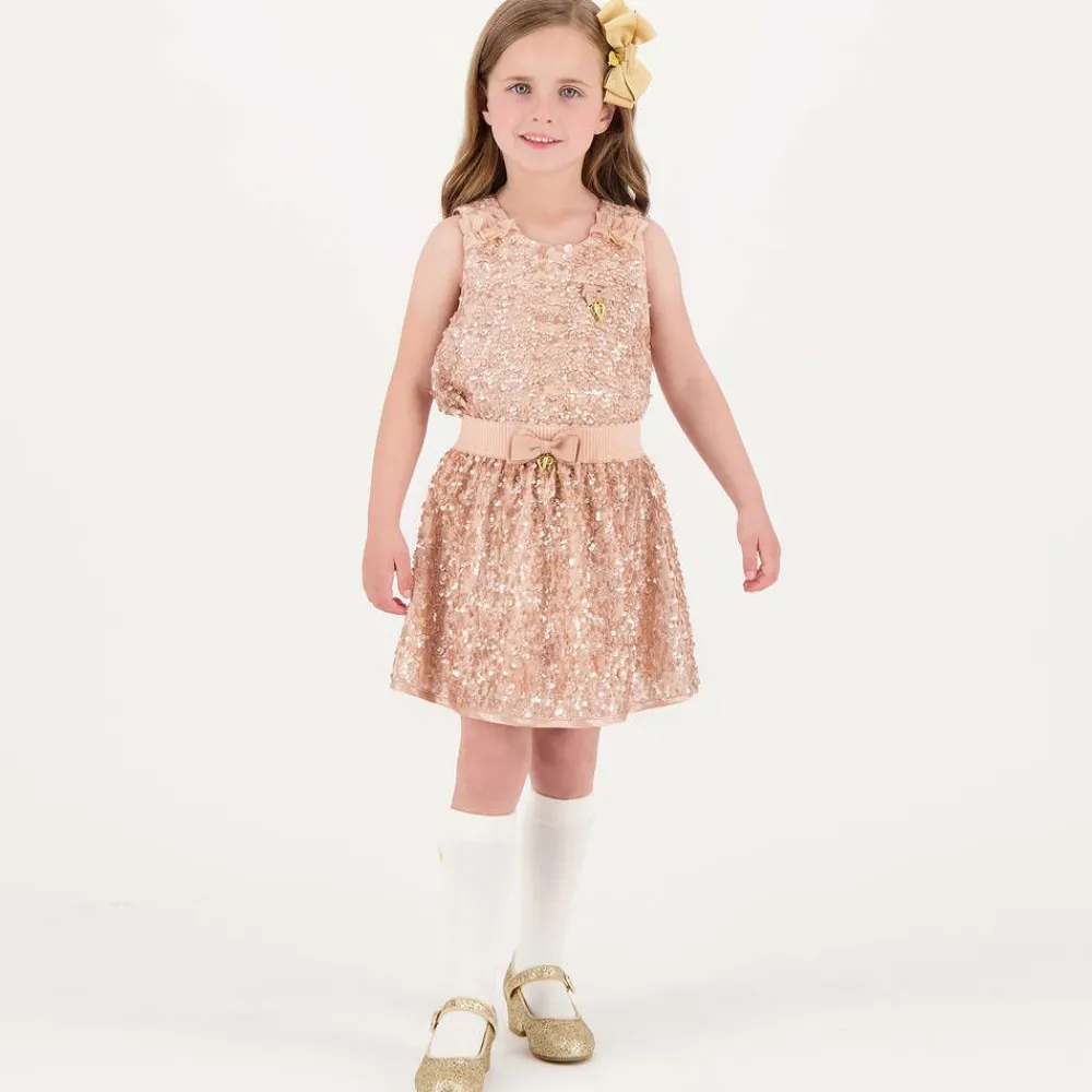 Angels Face Tops*Girls Pink Sequinned Sleeveless Top Caramel
